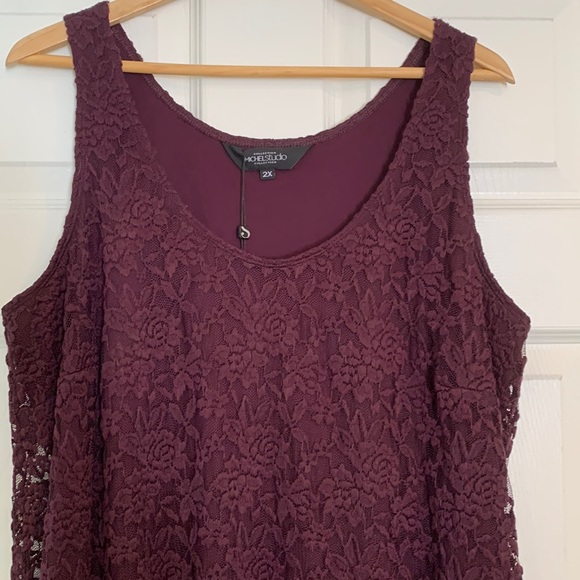 Michel Studio Tops - NWT Michel Studio Plum Lace 2X